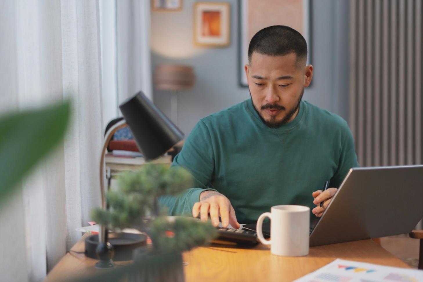 Professional financial analysis workspace showing budget planning materials